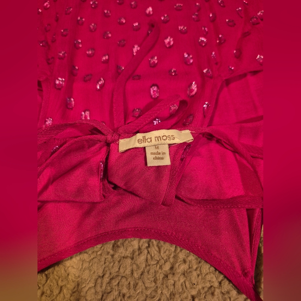 Ella Moss Bright Pink Metallic Shift Dress M - Picture 11 of 15